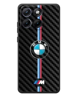 Чехол для Motorola Edge 70 Fusion с картинкой «Эмблема BMW и карбон»