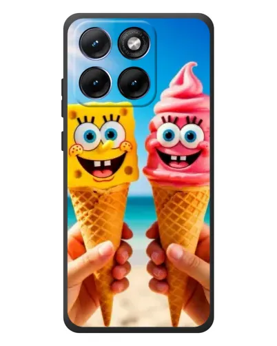 Чехол для Motorola Edge 70 Fusion с картинкой «Спанч Боб мороженое»