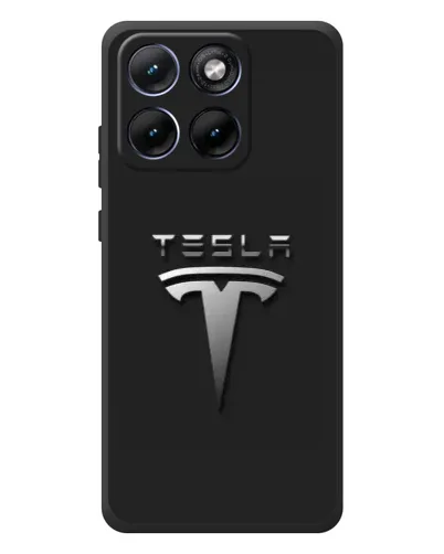 Чехол для Motorola Edge 70 Fusion с картинкой «Стальной логотип Tesla»