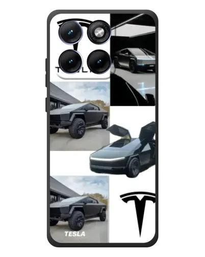 Чехол для Motorola Edge 70 Fusion с картинкой «Коллаж Cybertruck Tesla»