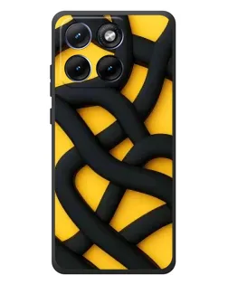 Чехол для Motorola Edge 70 Fusion с картинкой «Черное желтое переплетение»