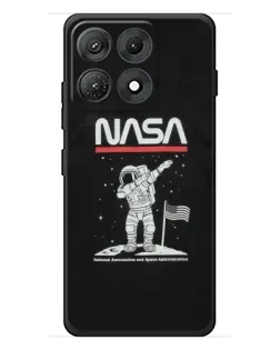 Чехол для Motorola Edge 70 Max с картинкой «NASA — шагаем по Луне»