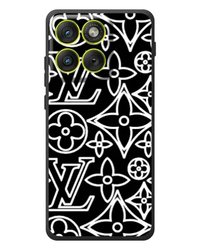 Чехол для Motorola Edge 70 с картинкой «Черно-белый узор LV»