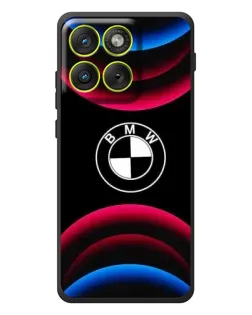 Чехол для Motorola Edge 70 с картинкой «Логотип BMW и неоновые дуги»
