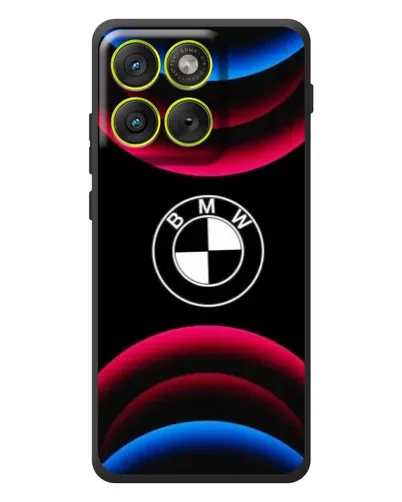 Чехол для Motorola Edge 70 с картинкой «Логотип BMW и неоновые дуги»