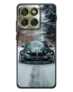 Чехол для Motorola Edge 70 с картинкой «BMW в зимнем лесу»
