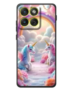 Чехол для Motorola Edge 70 с картинкой «Радуга и единороги»