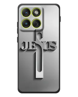 Чехол для Motorola Edge 70 с картинкой «Металлический крест Jesus»