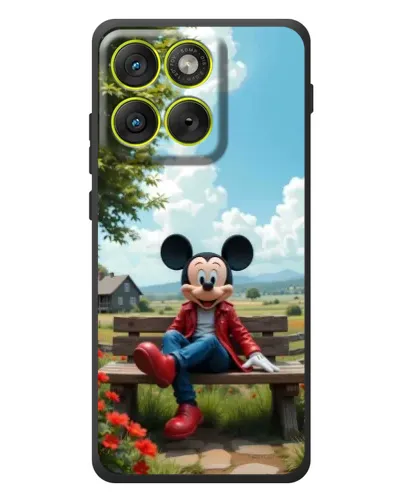 Чехол для Motorola Edge 70 с картинкой «Микки на скамейке»