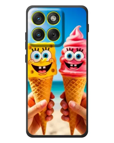 Чехол для Motorola Edge 70 с картинкой «Спанч Боб мороженое»