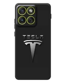 Чехол для Motorola Edge 70 с картинкой «Стальной логотип Tesla»