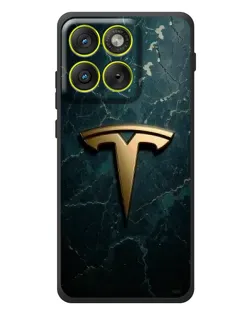 Чехол для Motorola Edge 70 с картинкой «Мраморная Tesla Gold»