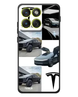 Чехол для Motorola Edge 70 с картинкой «Коллаж Cybertruck Tesla»