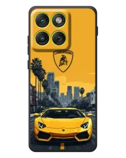 Чехол для Motorola Edge 70 с картинкой «Желтый Lamborghini город»
