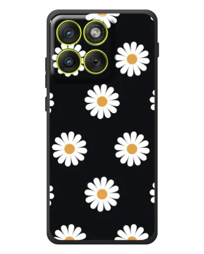 Чохол для Motorola Edge 70 з картинкою «Ромашки на чорному»