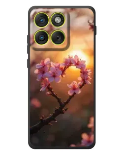 Чохол для Motorola Edge 70 з картинкою «Рожевий цвіт  сердечко на тлі заходу»