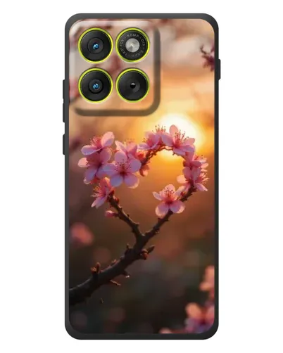 Чохол для Motorola Edge 70 з картинкою «Рожевий цвіт  сердечко на тлі заходу»