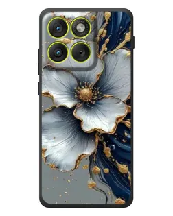 Чохол для Motorola Edge 70 з картинкою «Біла квітка та золотий флюїд»
