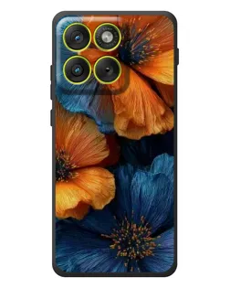 Чохол для Motorola Edge 70 з картинкою «Яскрава синьо-помаранчева флора»