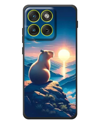 Чохол для Motorola Edge 70 з картинкою «Захід сонця з капібарою»