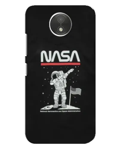 Чехол для Motorola Moto C (XT1750) с картинкой «NASA — шагаем по Луне»