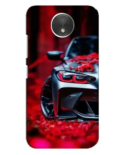 Чехол для Motorola Moto C (XT1750) с картинкой «Спортивная BMW и цветы»
