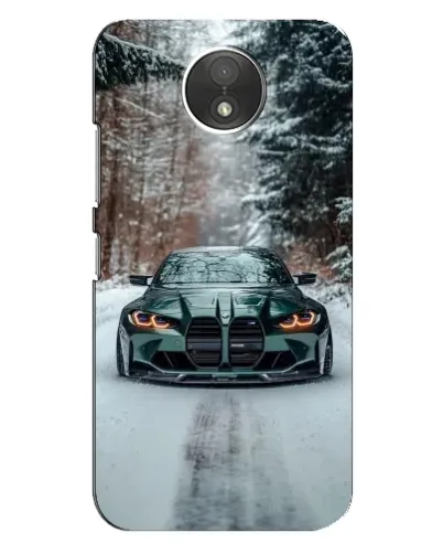 Чехол для Motorola Moto C (XT1750) с картинкой «BMW в зимнем лесу»