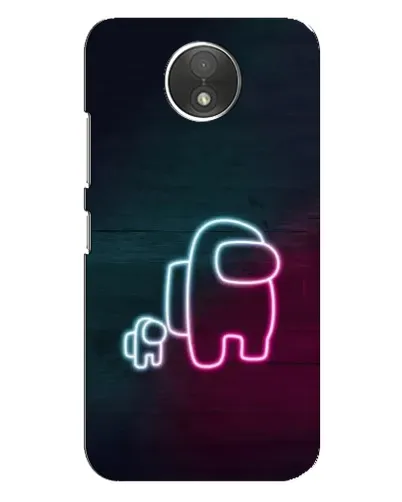 Чехол для Motorola Moto C (XT1750) с картинкой «Among Us неон-арт»