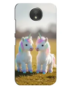 Чехол для Motorola Moto C (XT1750) с картинкой «Пара единорогов»