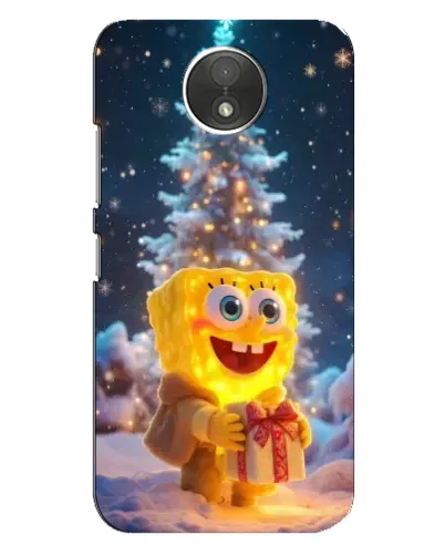 Чехол для Motorola Moto C (XT1750) с картинкой «Рождественский Спанч Боб»