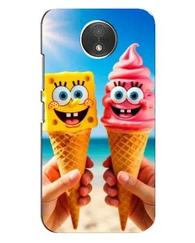 Чехол для Motorola Moto C (XT1750) с картинкой «Спанч Боб мороженое»