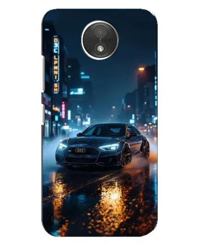 Чехол для Motorola Moto C (XT1750) с картинкой «Ночной город и Audi»