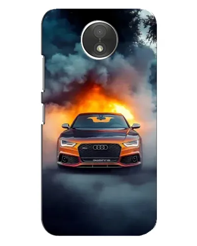 Чехол для Motorola Moto C (XT1750) с картинкой «Audi в огненном дыму»
