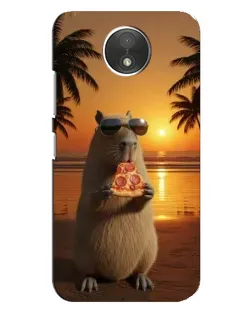 Чехол для Motorola Moto C (XT1750) с картинкой «Капибара с пиццей»