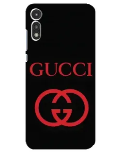 Чехол для Motorola MOTO E 2020 с картинкой «Gucci — красный логотип»