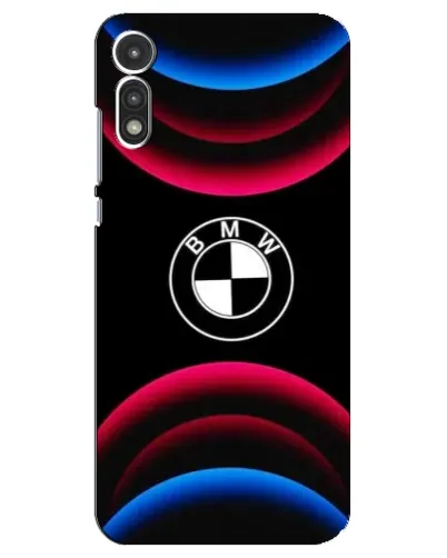Чехол для Motorola MOTO E 2020 с картинкой «Логотип BMW и неоновые дуги»
