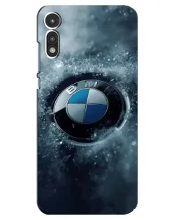 Чехол для Motorola MOTO E 2020 с картинкой «Логотип BMW — лед»