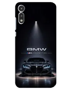 Чехол для Motorola MOTO E 2020 с картинкой «BMW сквозь ночной город»