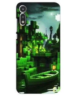 Чехол для Motorola MOTO E 2020 с картинкой «Minecraft лесной пейзаж»