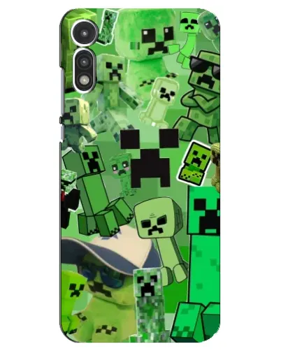 Чехол для Motorola MOTO E 2020 с картинкой «Криперы Minecraft»