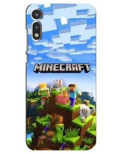 Чехол для Motorola MOTO E 2020 с картинкой «Minecraft классический мир»