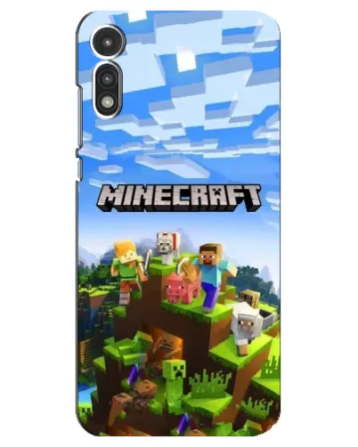 Чехол для Motorola MOTO E 2020 с картинкой «Minecraft классический мир»