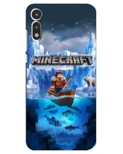 Чехол для Motorola MOTO E 2020 с картинкой «Minecraft ледяной мир»