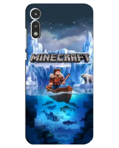 Чехол для Motorola MOTO E 2020 с картинкой «Minecraft ледяной мир»