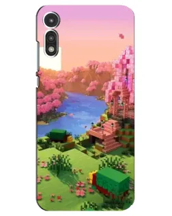 Чехол для Motorola MOTO E 2020 с картинкой «Розовое дерево Minecraft»
