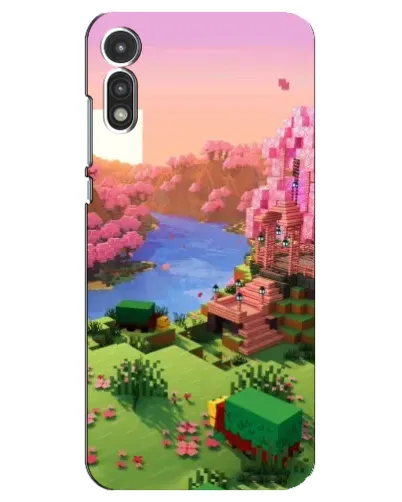 Чехол для Motorola MOTO E 2020 с картинкой «Розовое дерево Minecraft»