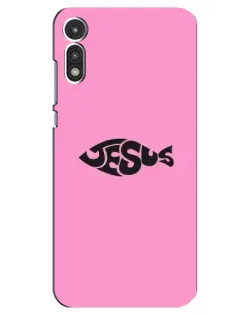 Чехол для Motorola MOTO E 2020 с картинкой «Розовый символ  Jesus»