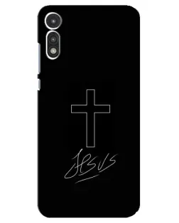 Чехол для Motorola MOTO E 2020 с картинкой «Графический крест Jesus»