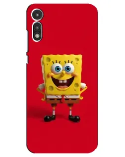 Чехол для Motorola MOTO E 2020 с картинкой «Спанч Боб на красном»