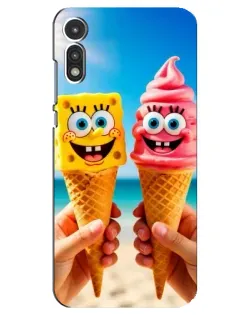 Чехол для Motorola MOTO E 2020 с картинкой «Спанч Боб мороженое»